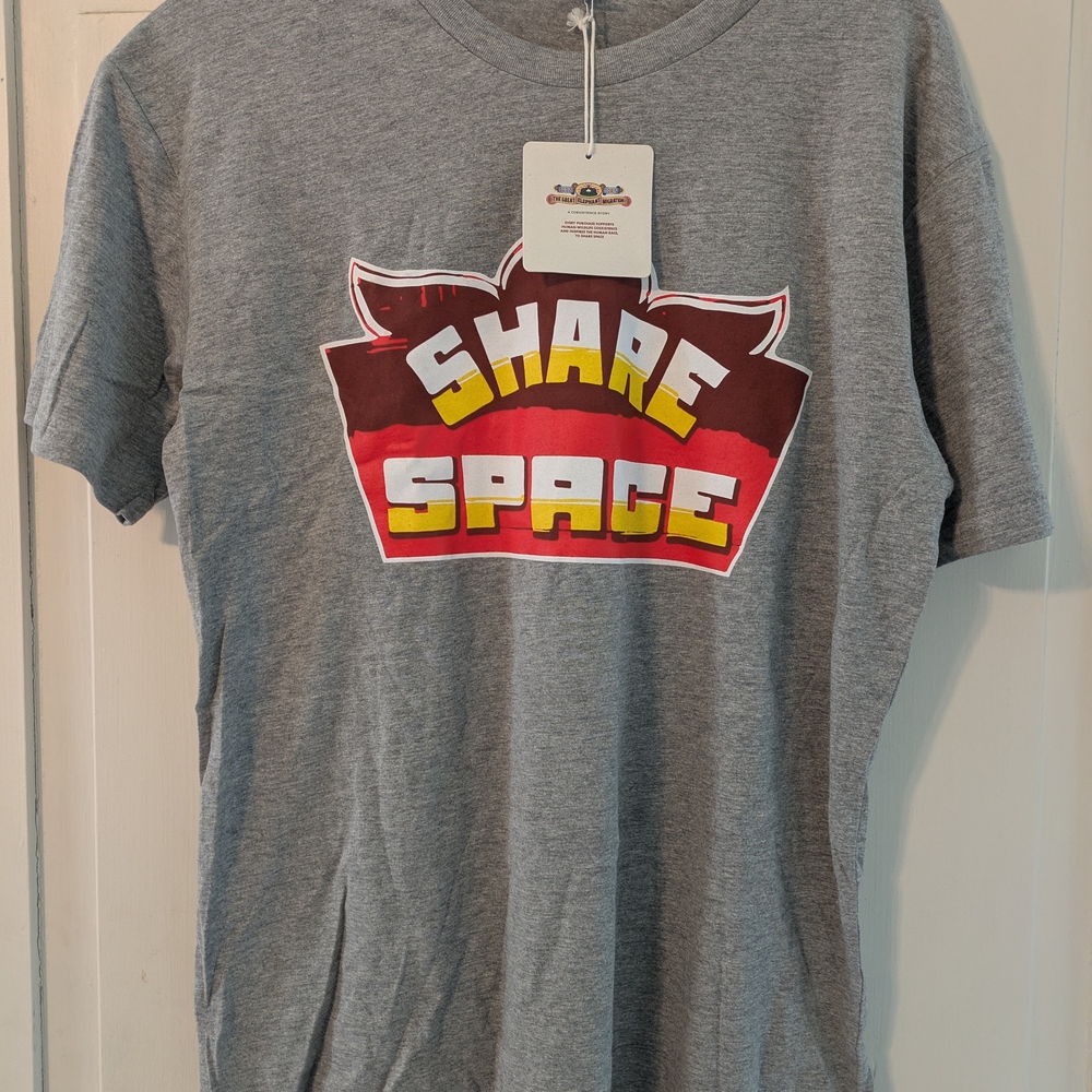 The Great Elephant Migration Gray SHARE SPACE Graphic T-Shirt By Love Brand & Co